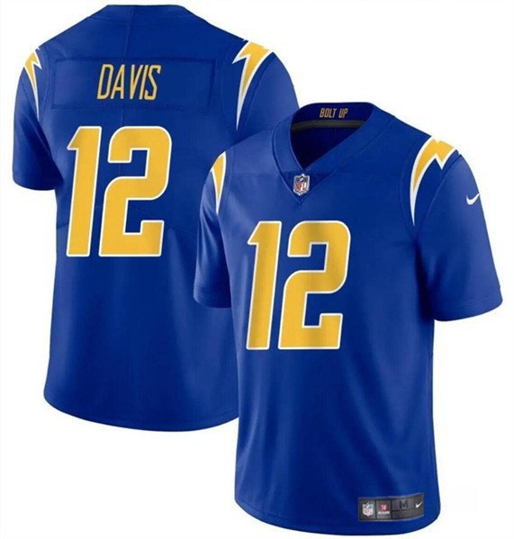 Los Angeles Chargers Derius Davis Royal 2024 Vapor Limited Football Jersey
