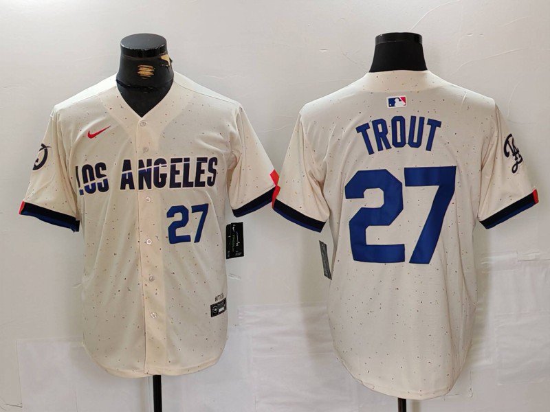 Los Angeles Dodgers Mike Trout Number Cream 2024 City Connect Jersey