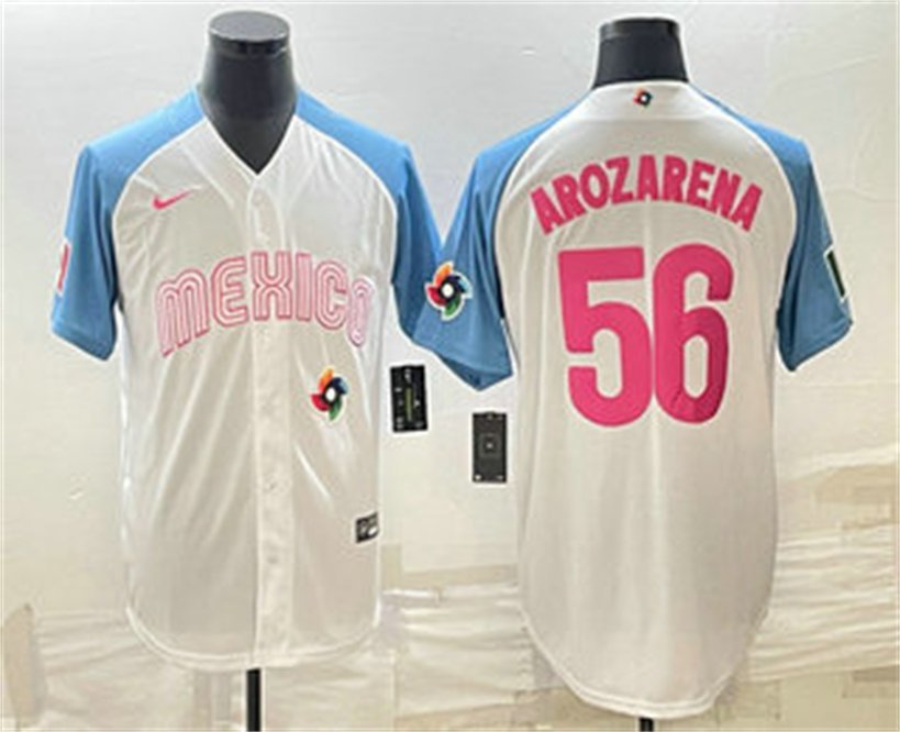 Mexico Rays Randy Arozarena 2023 White Pink World Classic Jersey