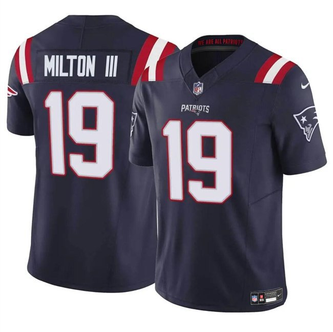 New England Patriots #19 Joe Milton III Navy 2023 F.U.S.E. Vapor Limited Football Jersey