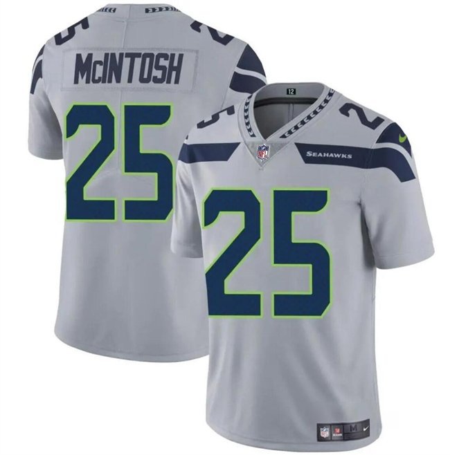Seattle Seahawks 25 Kenny McIntosh Grey Vapor Limited Jersey