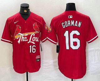 St Louis Cardinals Nolan Gorman Red 2024 City Connect Stitched Jersey