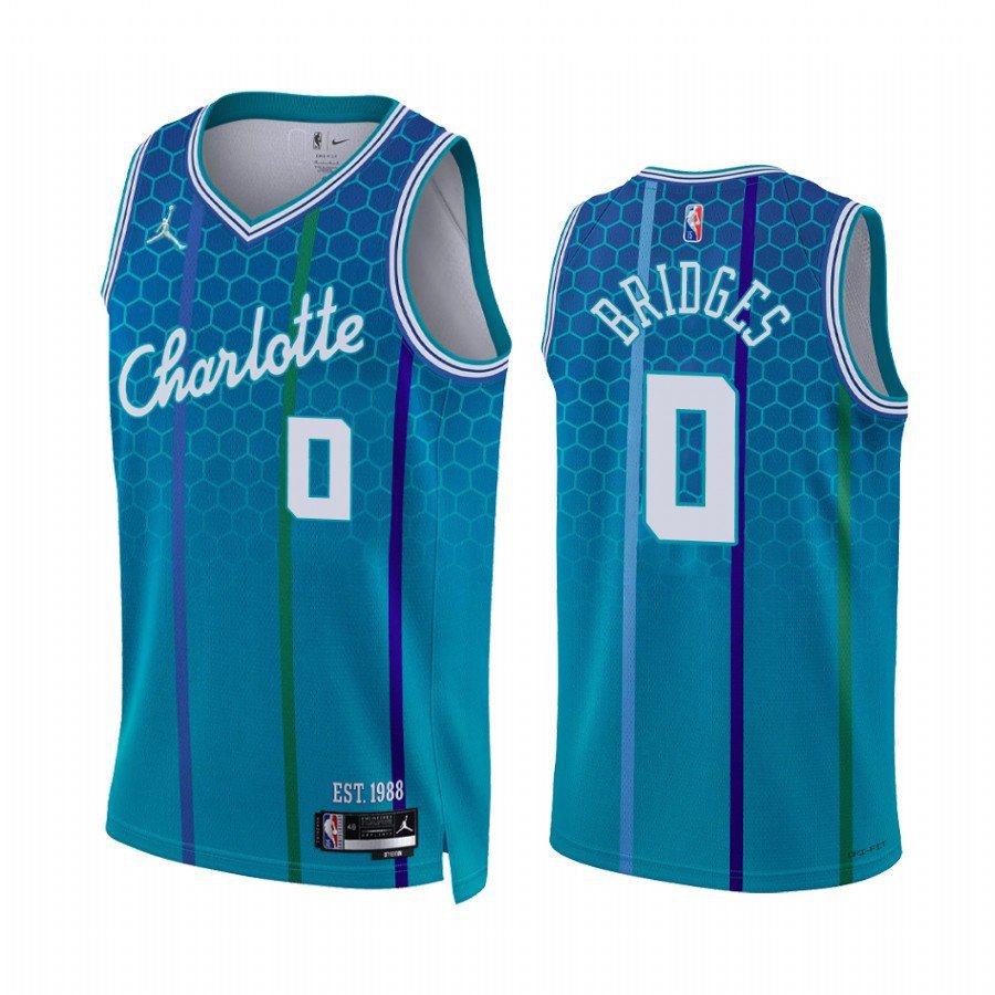 Men & Youth #0 Miles Bridges Charlotte Hornets 75th Anniversary City Edition Blue Jersey