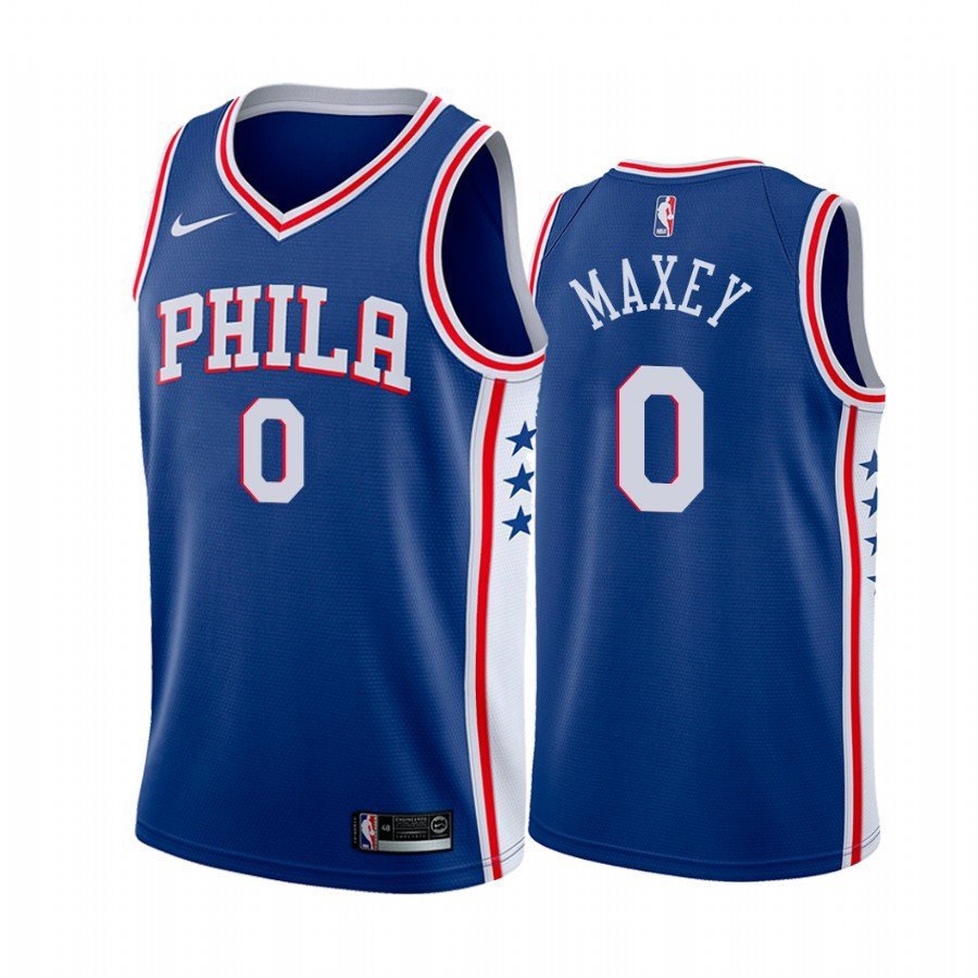 Men & Youth #0 Tyrese Maxey Philadelphia 76ers Icon Edition Blue Jersey