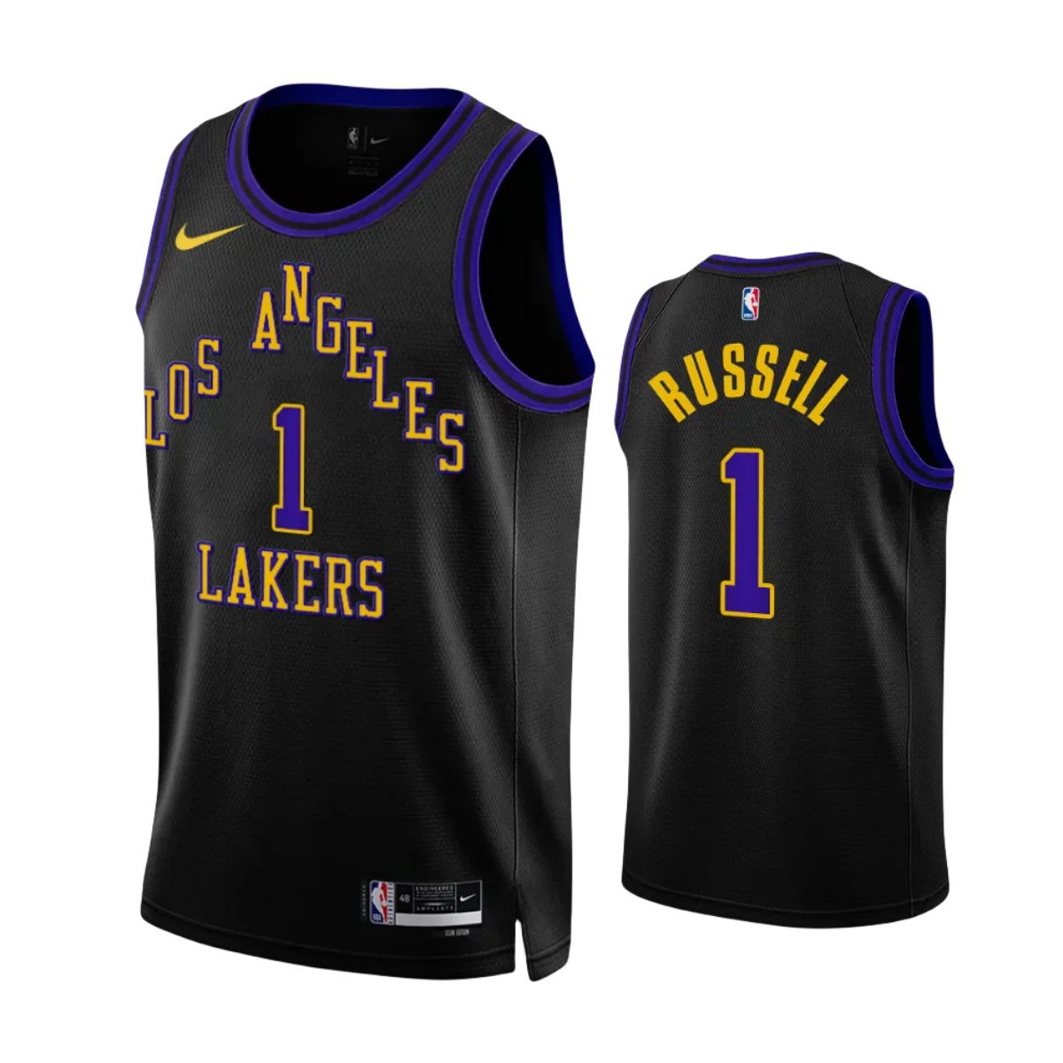 Men & Youth #1 D'Angelo Russell Los Angeles Lakers 2023-24 City Edition Black Jersey