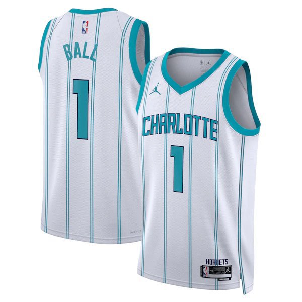 Men & Youth #1 Lamelo Ball Charlotte Association Edition White Jersey