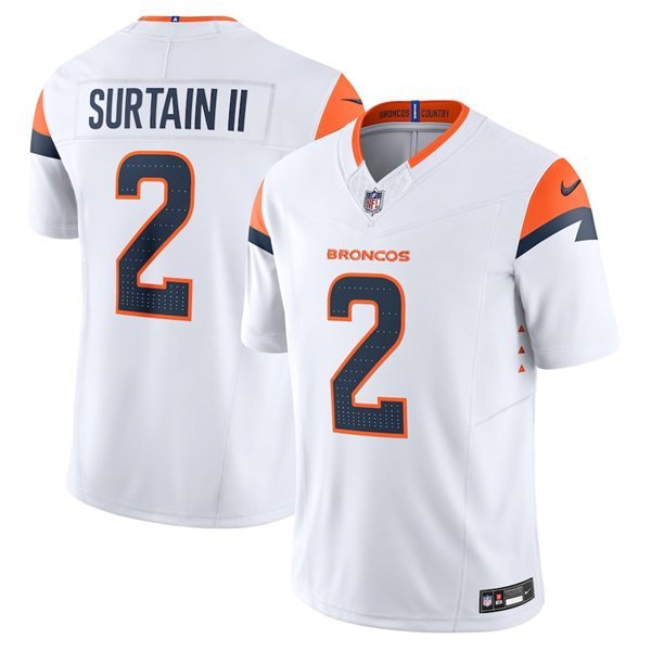 Men's & Youth Denver Broncos Patrick Surtain II White 2024 F.U.S.E. Vapor Football Jersey