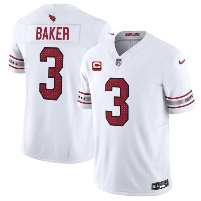 Men's Arizona Cardinals #3 Budda Baker White 2024 F.U.S.E. With 4-Star C Patch jersey