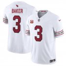 Men's Arizona Cardinals #3 Budda Baker White 2024 F.U.S.E. With 4-Star C Patch jersey