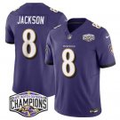 Men's Baltimore Ravens #8 Lamar Jackson Purple F.U.S.E. 2024 AFC North Division Jersey