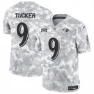 Men's Baltimore Ravens #9 Justin Tucker 2024 F.U.S.E. Arctic Camo Salute to Service Jersey