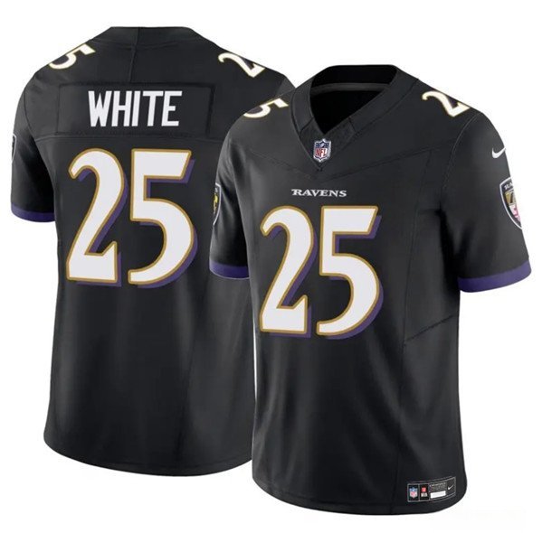 Men's Baltimore Ravens #25 Tre'Davious White Black 2023 F.U.S.E. Vapor Limited Football Jersey