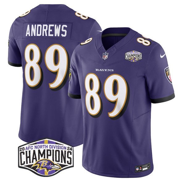Men's Baltimore Ravens #89 Mark Andrews Purple F.U.S.E. 2024 AFC North Division Jersey