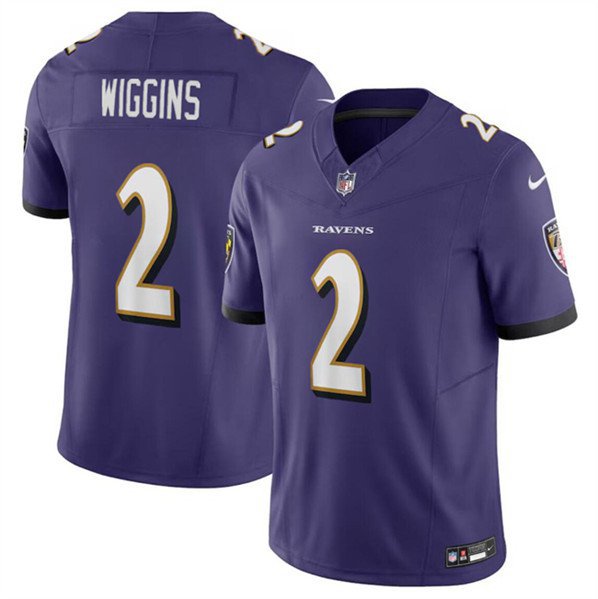 Men's Baltimore Ravens Nate Wiggins Purple 2023 F.U.S.E. Vapor Limited Jersey