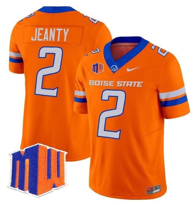 Men's Boise State Broncos #2 Ashton Jeanty Orange 2024 F.U.S.E. Vapor Limited Jersey