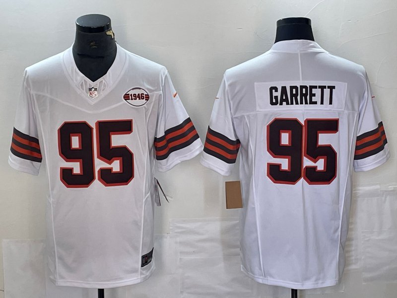 Men's Browns Myles Garrett White 2023 F.U.S.E. White 1946 Patch Jersey