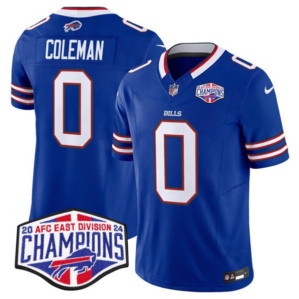 Men's Buffalo Bills #0 Keon Coleman Royal 2024-25 F.U.S.E. AFC East Division Champions Jersey