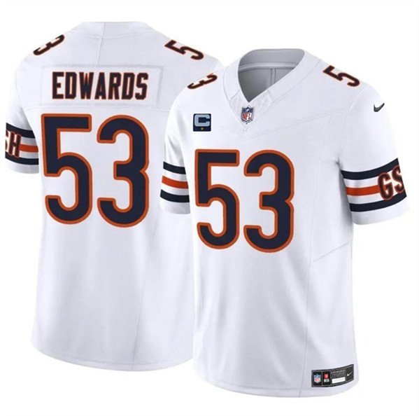 Men's Chicago Bears T.J. Edwards White 2024 F.U.S.E. With 1-star C Patch Vapor Jersey