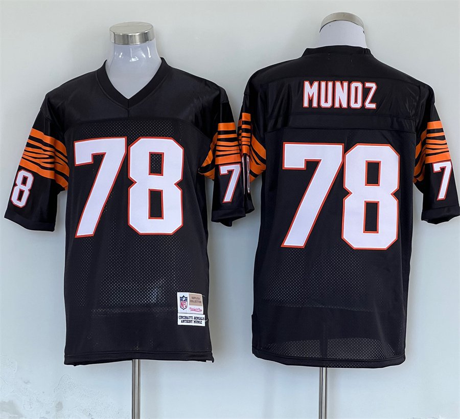 Men's Cincinnati Bengals Anthony Munoz Black Throwback Football Stitched Jersey