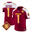 Men's Commanders Jahan Dotson Burgundy White 2023 F.U.S.E. 90th Anniversary Football Jersey