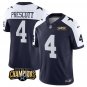 Men's Dallas Cowboy Dak Prescott Navy White 2023 F.U.S.E. NFC East Champions Patch Jersey