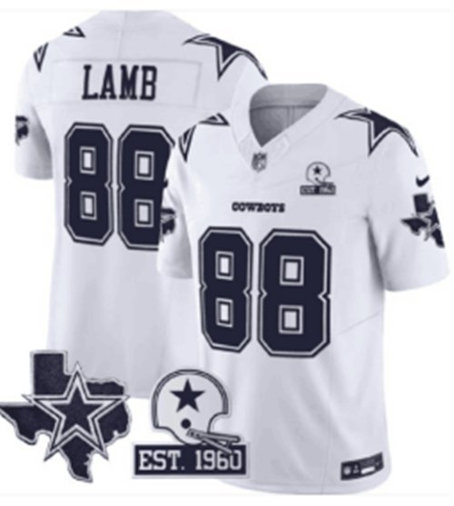 Men's Dallas Cowboys #88 CeeDee Lamb 2024 White F.U.S.E. With Established In Jersey