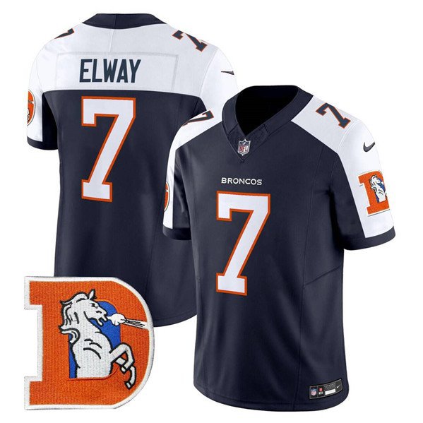 Men's Denver Broncos #7 John Elway Navy 2024 F.U.S.E. V2 Throwback Vapor Limited Jersey