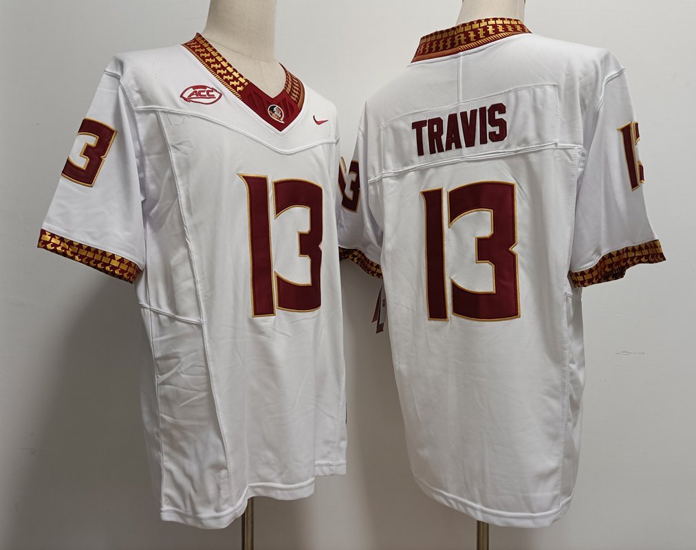 Men's Florida State Seminoles Jordan Travis White College Football F.U.S.E. Jersey