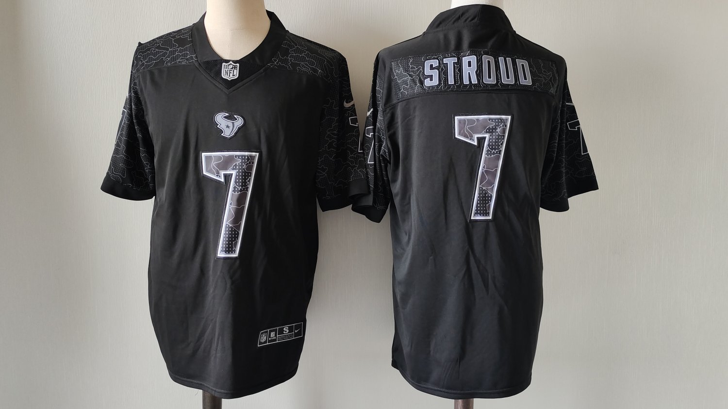 Mens Houston Texans #7 C.J. Stroud Black Reflective Limited Jersey
