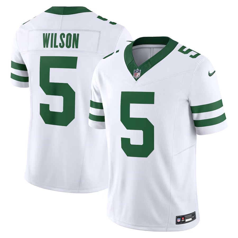 Men's Jets Garrett Wilson White 2023 F.U.S.E. Vapor Throwback Stitched Football Jersey