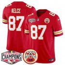 Men's Kansas City Chiefs #87 Travis Kelce Red F.U.S.E. 2024 AFC West Division Champions Jersey