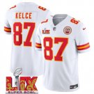 Men's Kansas City Chiefs #87 Travis Kelce White 2025 F.U.S.E. Super Bowl LIX Patch Vapor Jersey