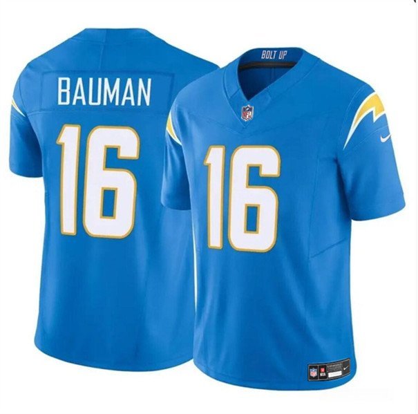 Men's Los Angeles Chargers Casey Bauman Light Blue 2024 F.U.S.E. Vapor Limited Football Jersey
