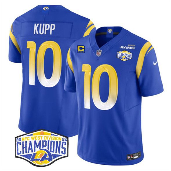 Men's Los Angeles Rams #10 Cooper Kupp Blue 2024 NFC West Champions With 4-Star C Jersey