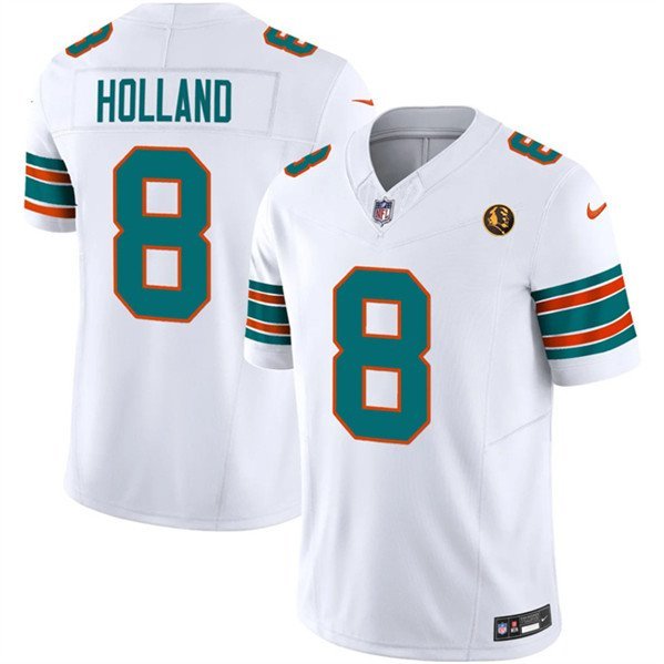 Men's Miami Dolphins #8 Jevon Holland White 2023 F.U.S.E. With John Madden Patch Alternate Jersey