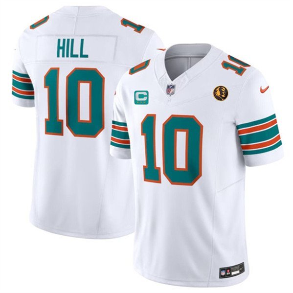 Men's Miami Dolphins #10 Tyreek Hill White 2023 F.U.S.E. Alternate With John Madden Patch Jersey