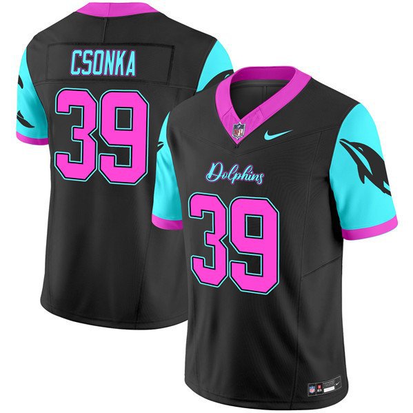 Mens Miami Dolphins #39 Larry Csonka Balck F.U.S.E. Miami Vice Vapor Football Jersey