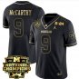 Men's Michigan Wolverines #9 J.J. McCarthy Black Gold Edition 2024 CFP National Champions Jersey