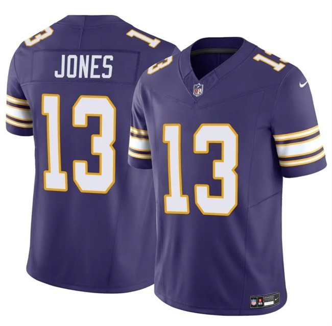 Men's Minnesota Vikings #13 Daniel Jones Purple 2023 F.U.S.E. Throwback Vapor Jersey