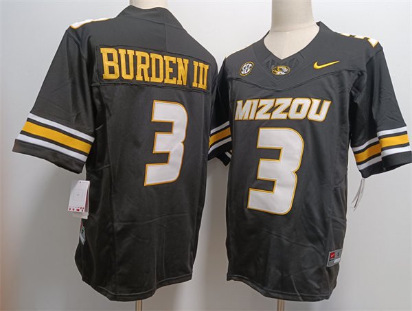 Mens Missouri Tigers #3 Luther Burden III Black F.U.S.E. College Football Game Jersey