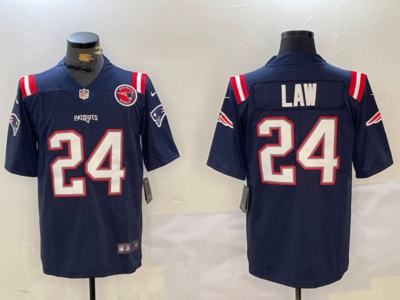 Mens New England Patriots #24 Ty Law Navy Vapor Limited Jersey