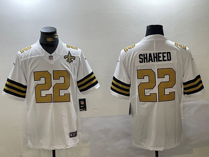 Men's New Orleans Saints #22 Rashid Shaheed White With Team Patch 2024 Vapor Jersey