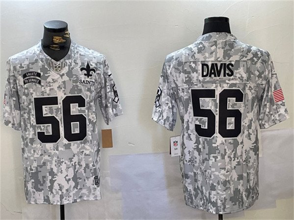 Men's New Orleans Saints #56 Demario Davis Arctic Camo 2024 F.U.S.E. Salute to Service Jersey