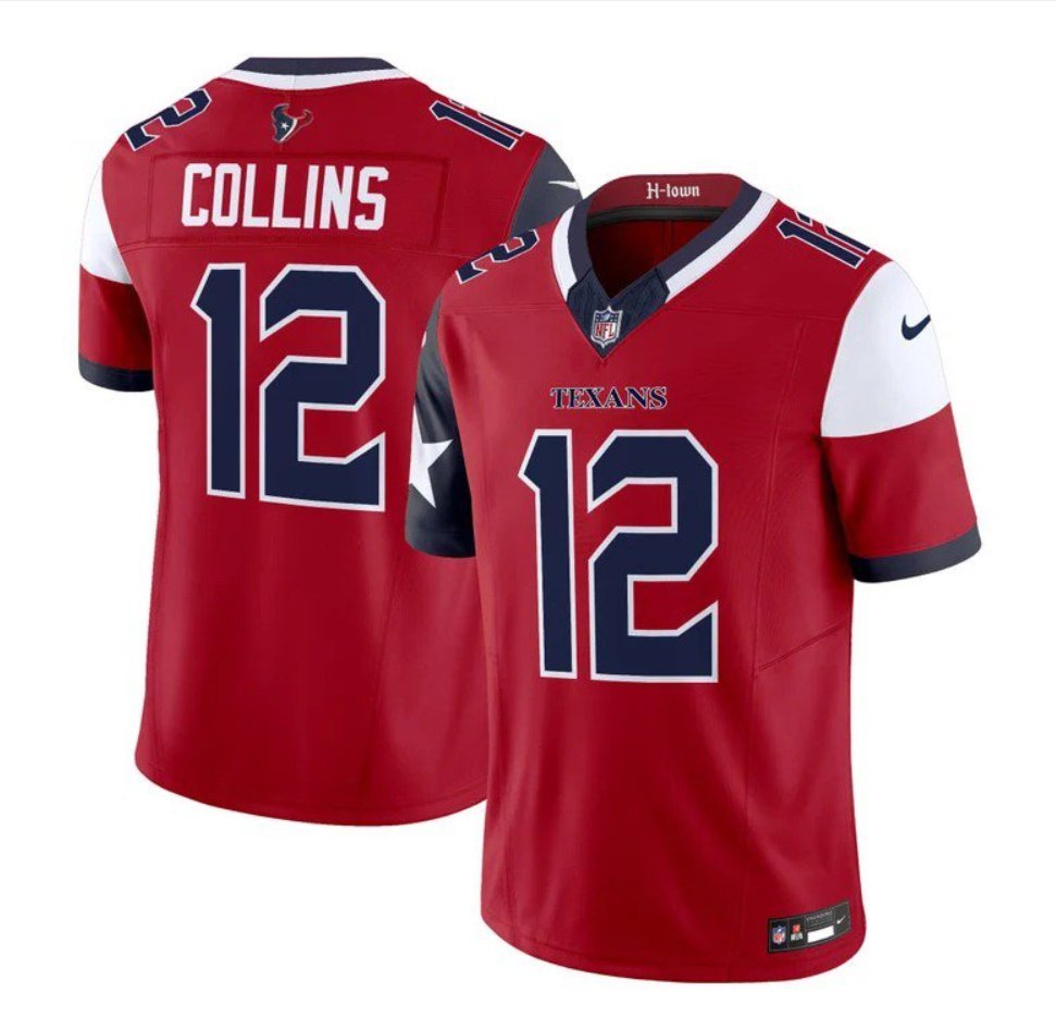Men's Nico Collins #12 Houston Texans 2024 Red V5 Vapor Limited Stitched Football Jersey