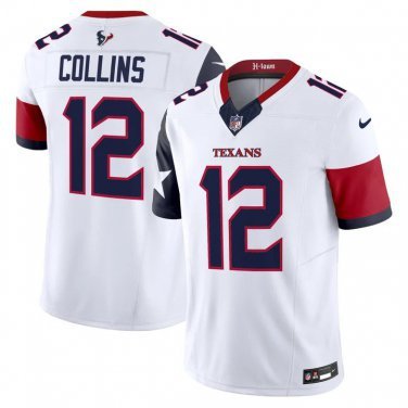 Men's Nico Collins #12 Houston Texans 2024 White V5 Vapor Limited Stitched Football Jersey