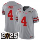Men's Ohio State Buckeyes #4 Jeremiah Smith Grey 2025 CFP Final Patch Jersey