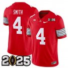 Men's Ohio State Buckeyes #4 Jeremiah Smith Red 2025 CFP Final Patch Jersey