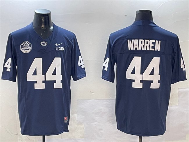Men's Penn State Nittany Lions #44 Davis Warren Navy 2024 Fiesta Bowl Champions Patch Jersey