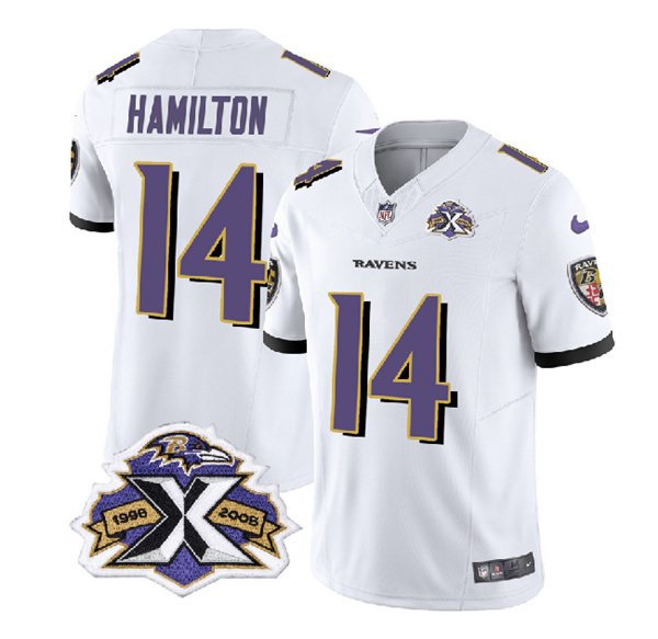 Men's Ravens Kyle Hamilton White 2023 F.U.S.E. With Patch Football Jersey
