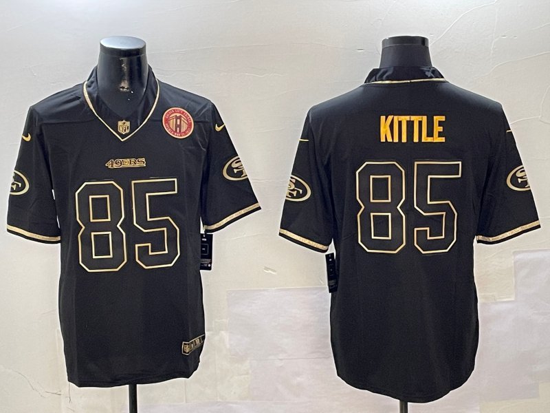 Men's San Francisco 49ers #85 George Kittle Retro Limited Football Jersey Black Gold